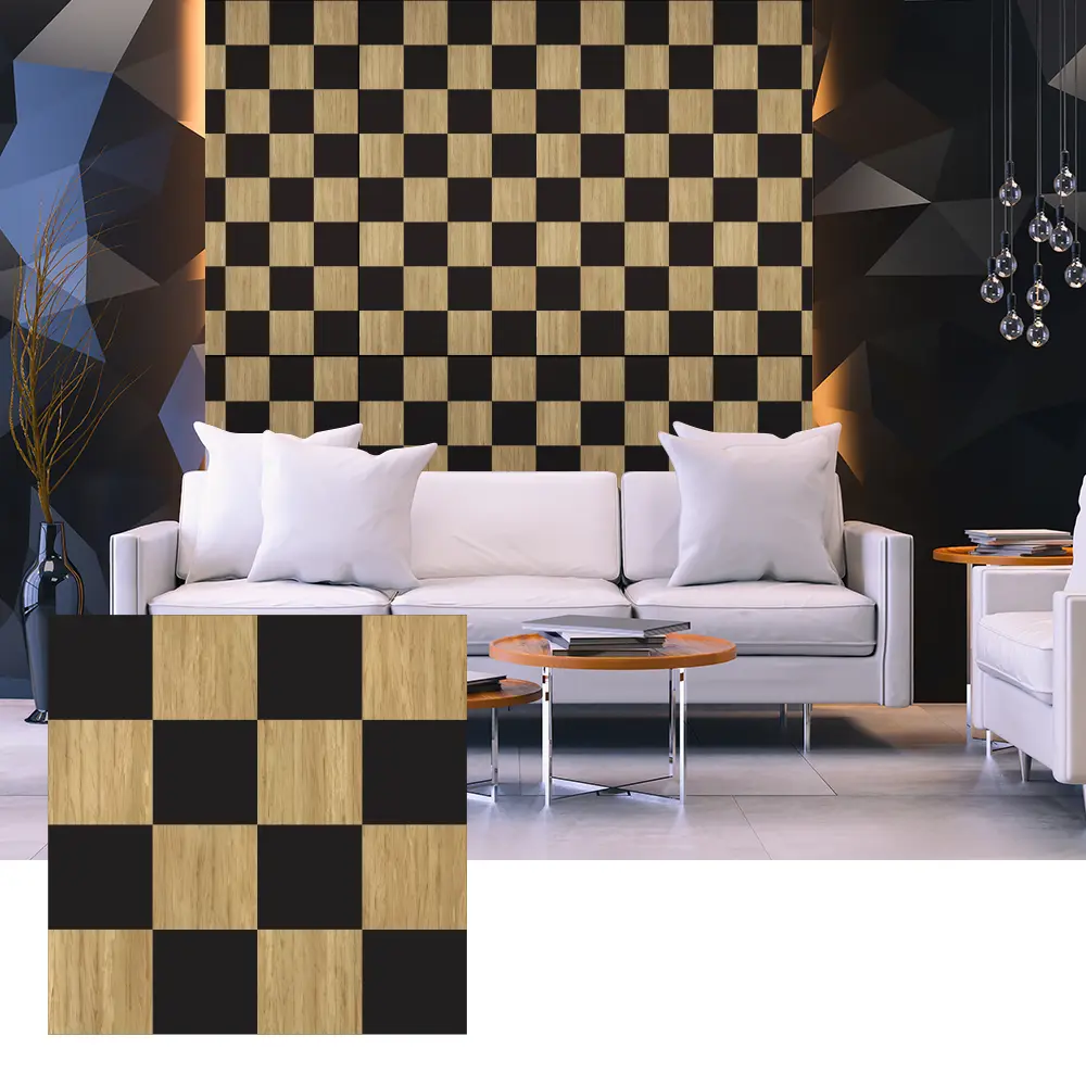 Panel Akustik Veneer Kayu 3D untuk Desain Dinding Interior Panel Akustik Veneer Kayu 3D untuk Desain Dinding Interior