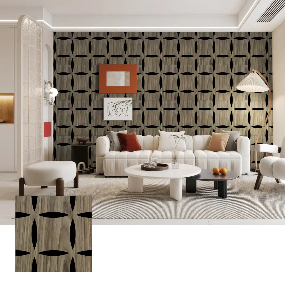 Panel Dinding Akustik Kayu 3D untuk Interior Dekoratif Panel Dinding Akustik Kayu 3D untuk Interior Dekoratif