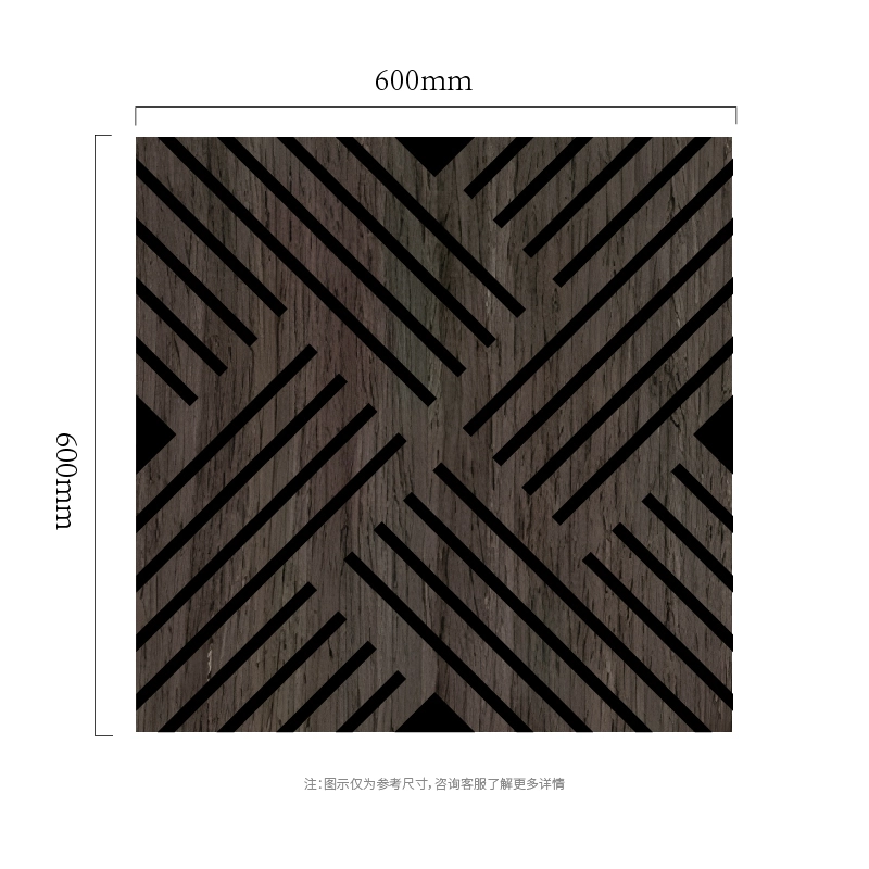 Panel Dinding Akustik MDF-on-PET Diagonal Garis Silang