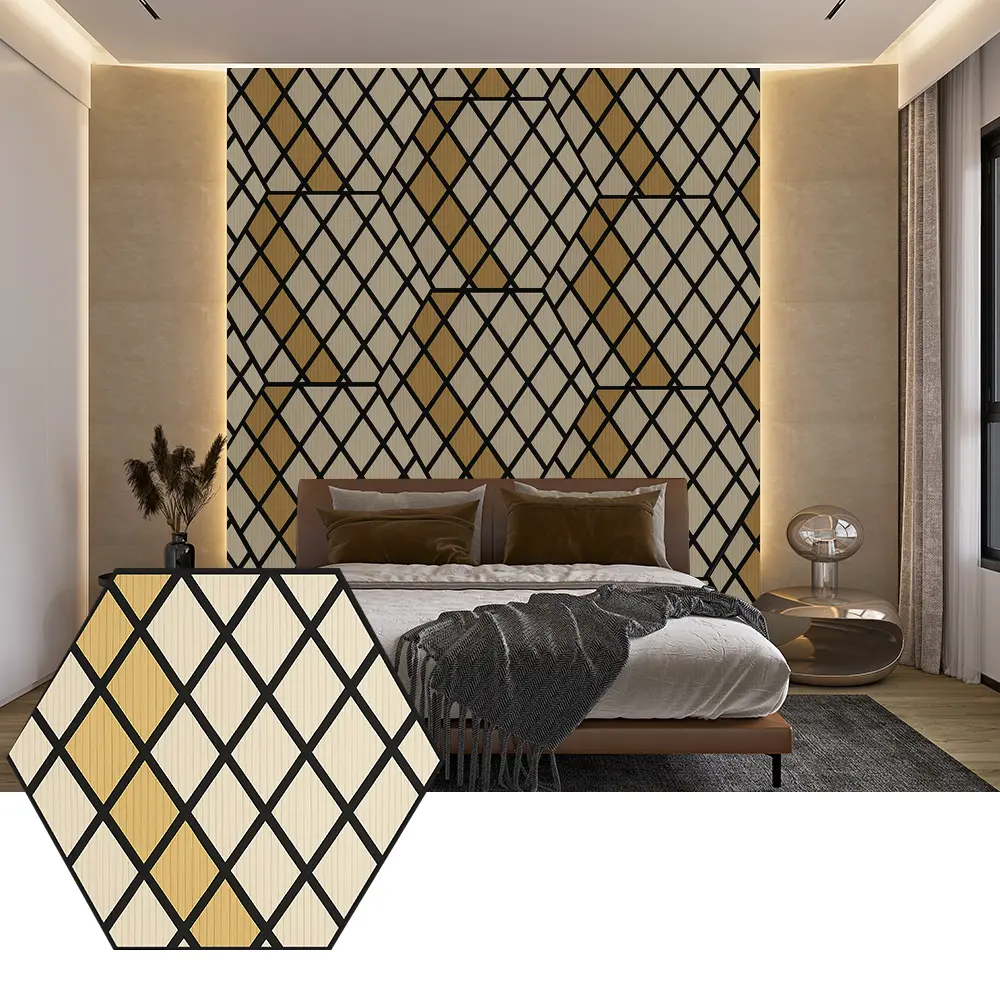 Panel Akustik PET Hexagon untuk Desain Dinding Modern Panel Akustik PET Hexagon untuk Desain Dinding Modern