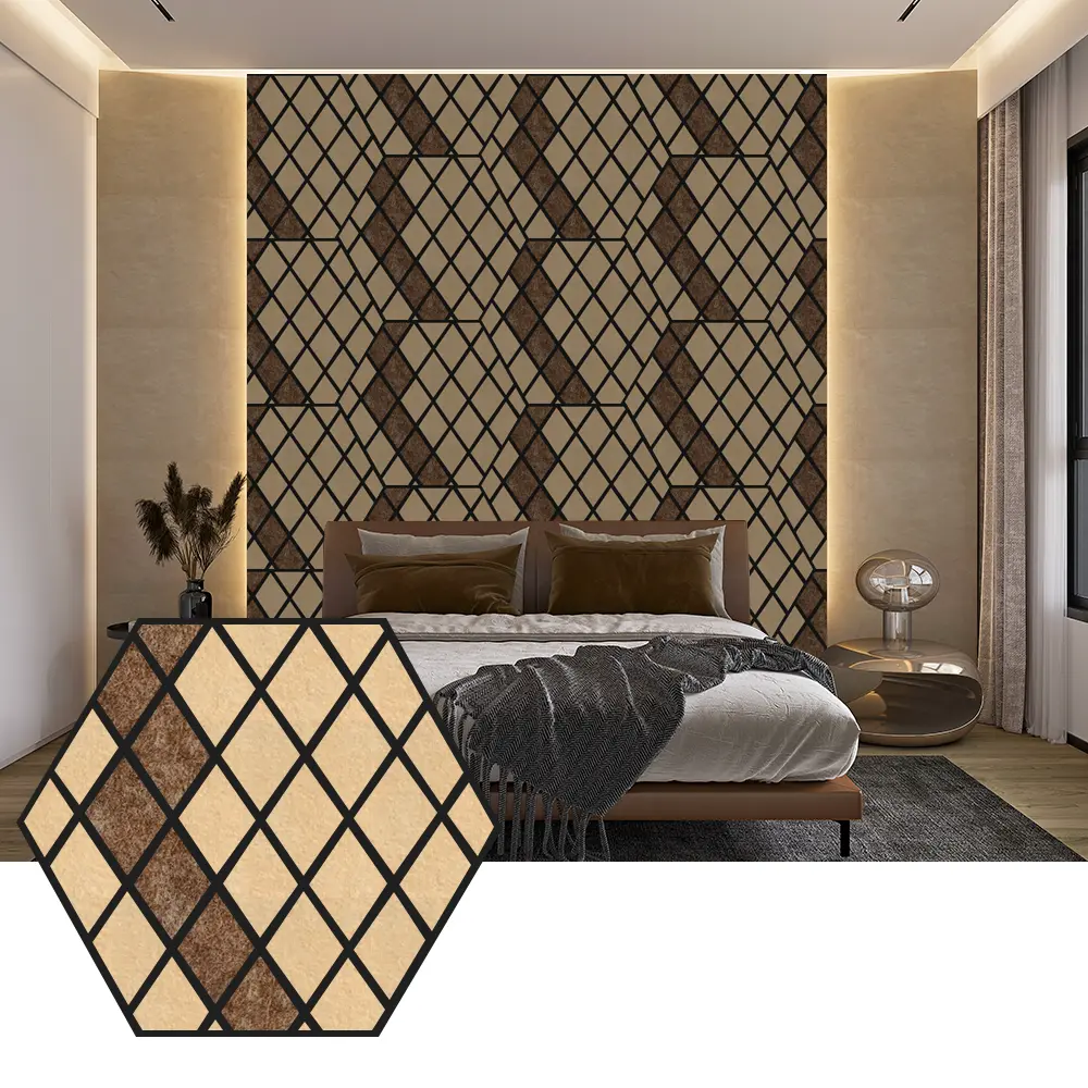 Panel Akustik PET Hexagon untuk Desain Dinding Modern