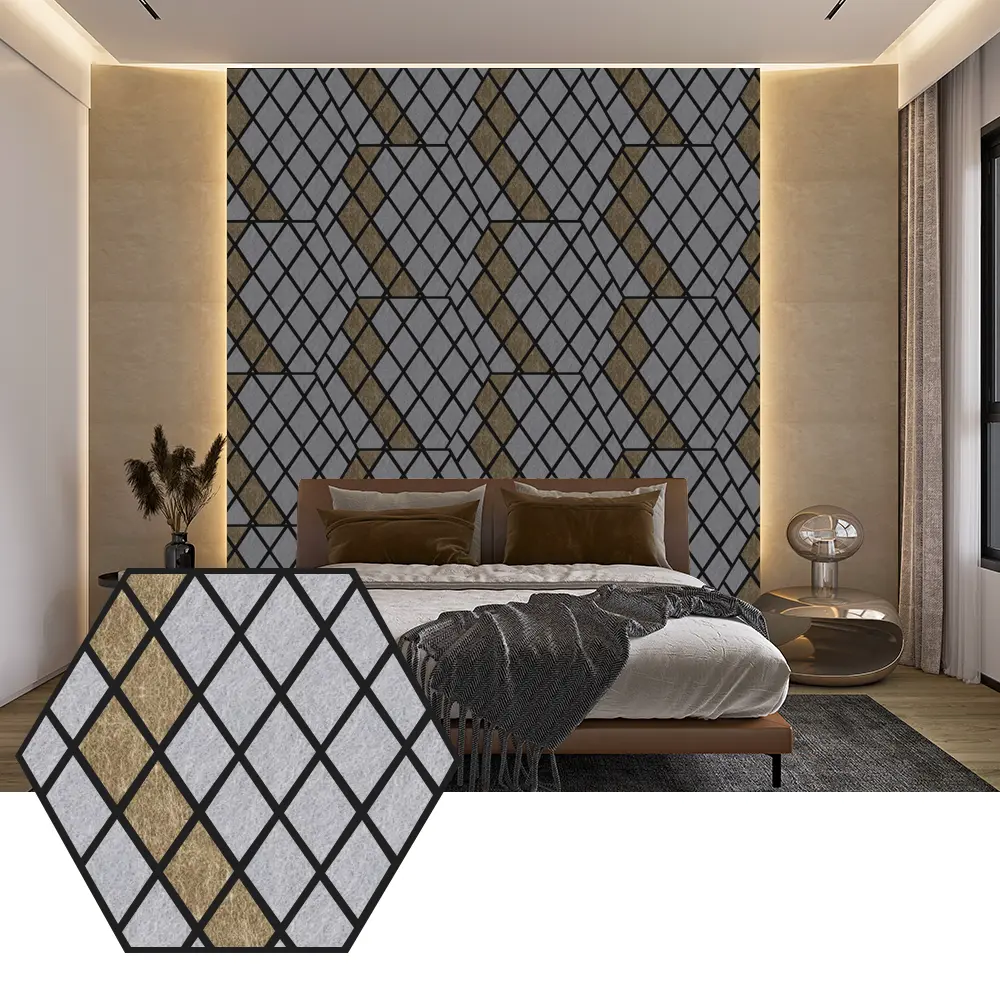 Panel Akustik PET Hexagon untuk Desain Dinding Modern