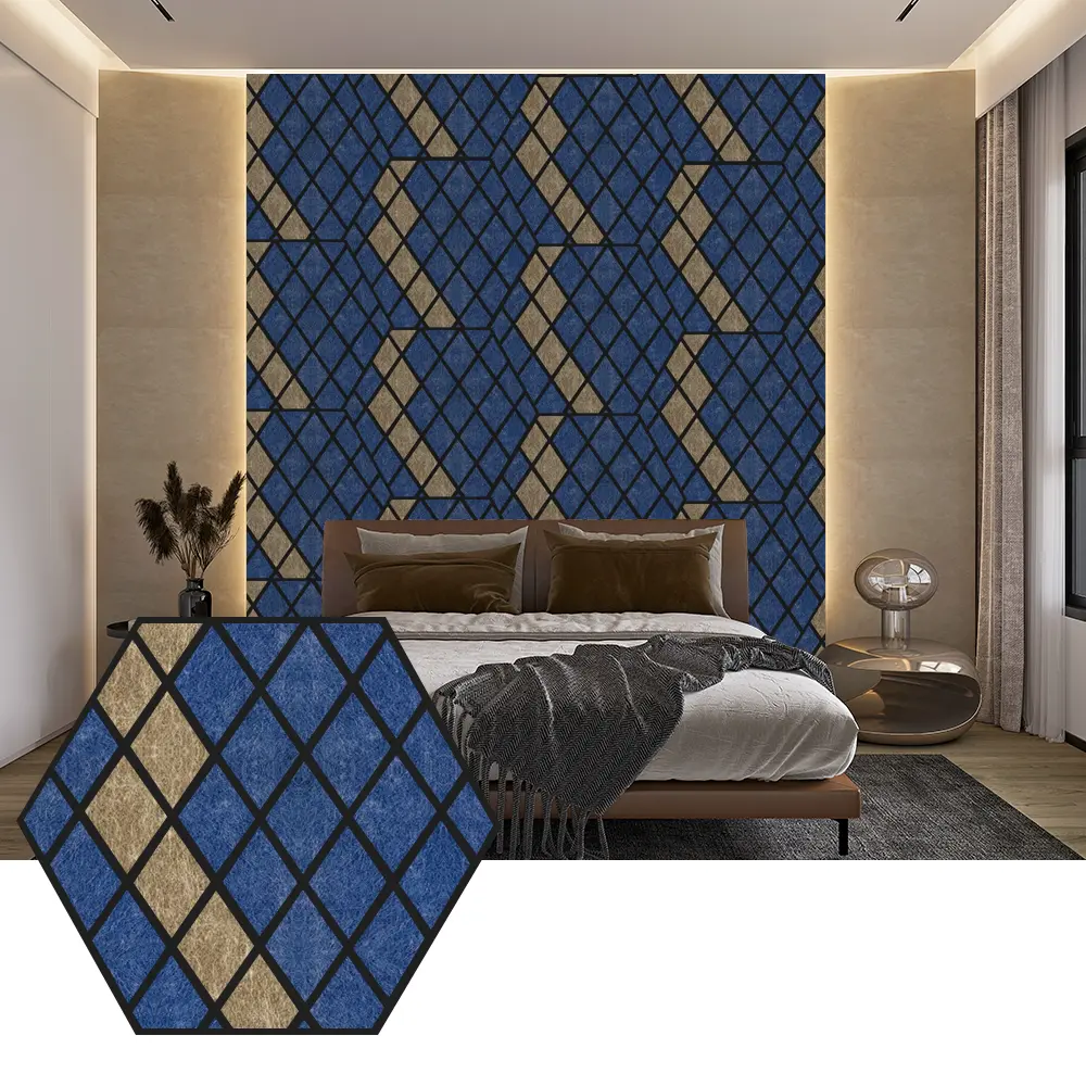 Panel Akustik PET Hexagon untuk Desain Dinding Modern