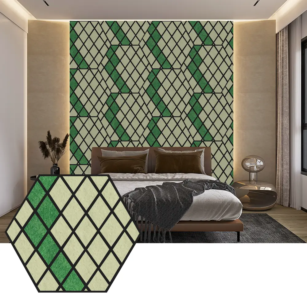 Panel Akustik PET Hexagon untuk Desain Dinding Modern
