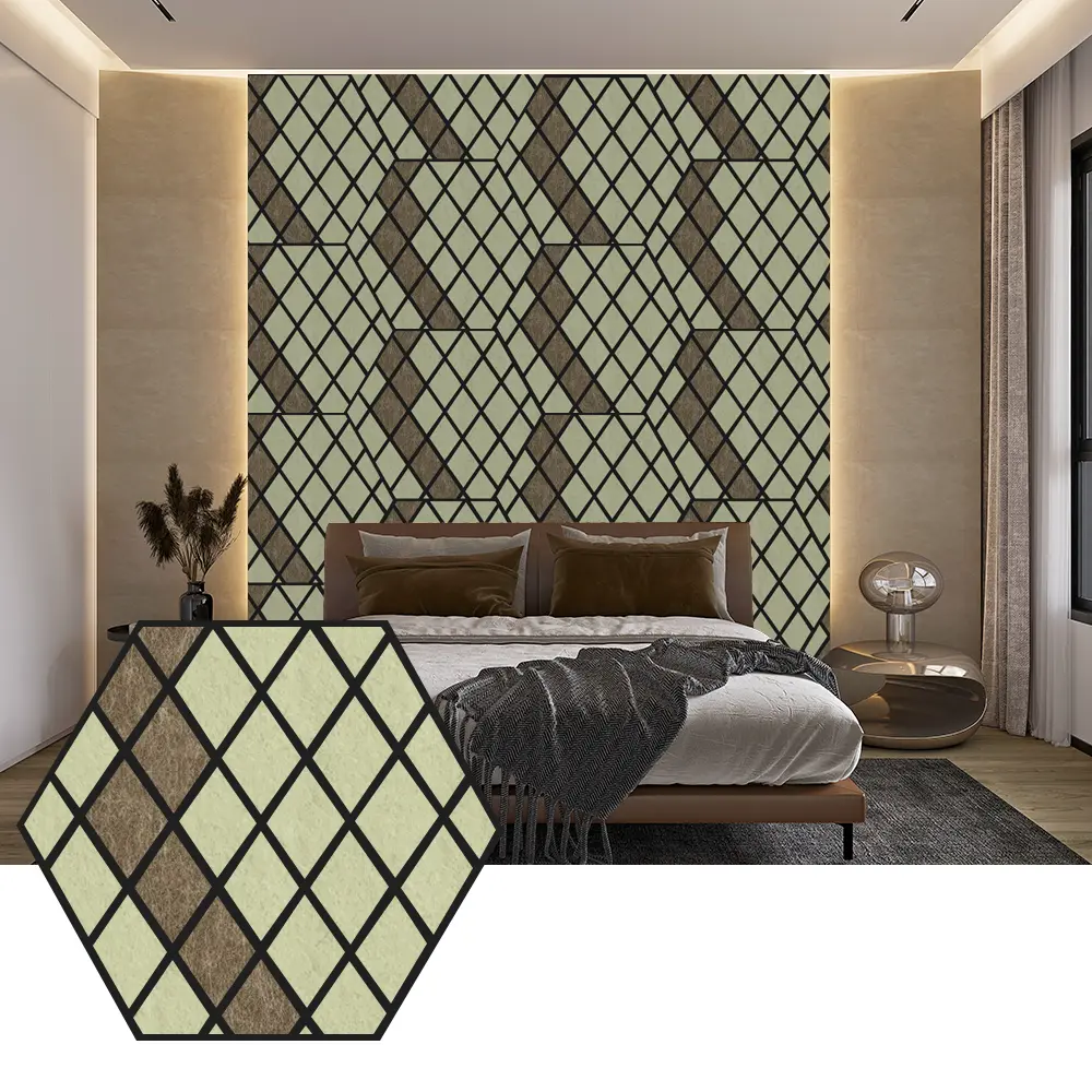 Panel Akustik PET Hexagon untuk Desain Dinding Modern