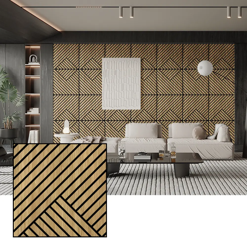 Panel Akustik Veneer Kayu Alami untuk Dinding Interior