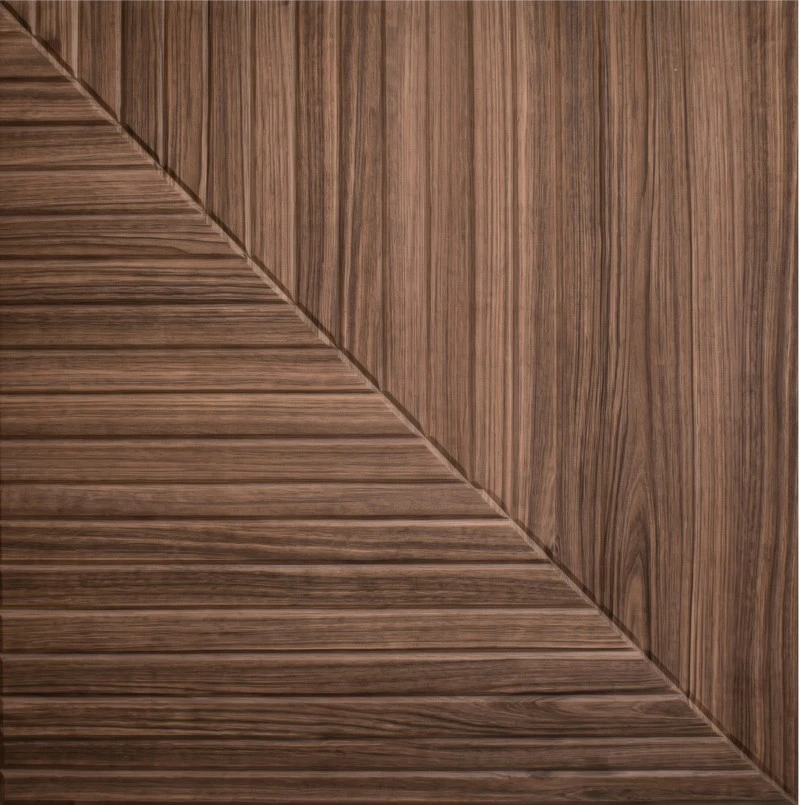 Panel Walnut Alami PET Beralur Cetak UV 3D Wonear Panel Walnut Alami PET Beralur Cetak UV 3D Wonear