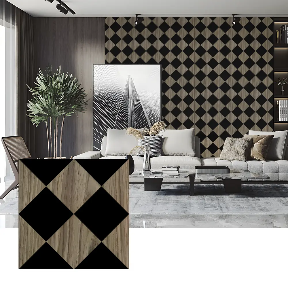 Panel Akustik Veneer Kayu untuk Hiasan Dinding Kamar Tidur