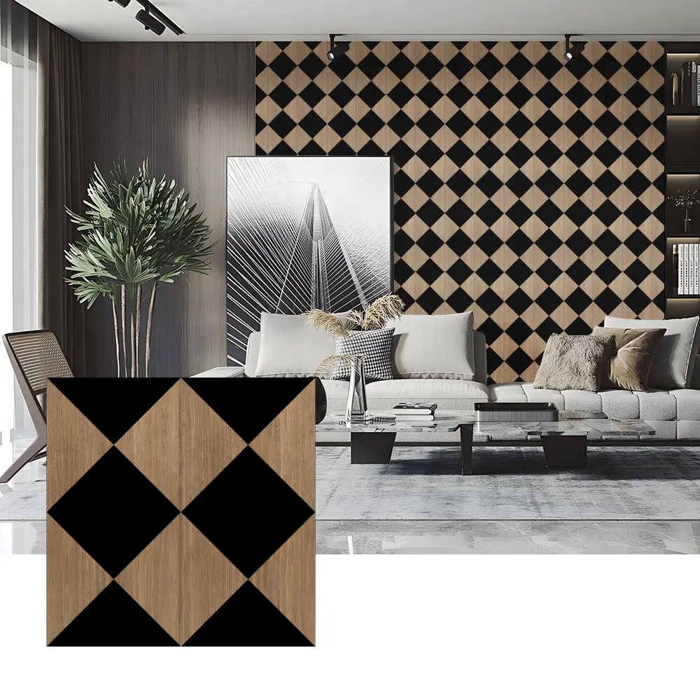 Panel Akustik Veneer Kayu untuk Hiasan Dinding Kamar Tidur